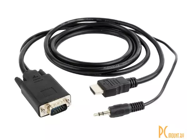 Кабель-переходник HDMI to VGA +3.5audio, Gembird A-HDMI-VGA-03-5M, 5m, Black